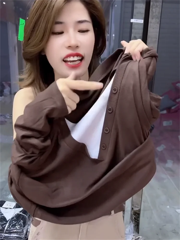 Осень 2024 новая женская одежда однотонный облегающий костюм с v-образным вырезом