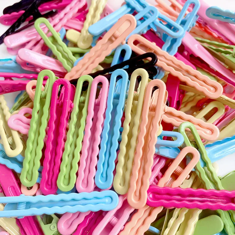 

10/20pcs 6cm Candy Color Metal Hairpins Girls Waved Hairclip Setting Base DIY Kids Hair Clip Jewelry Making Hair Accessories