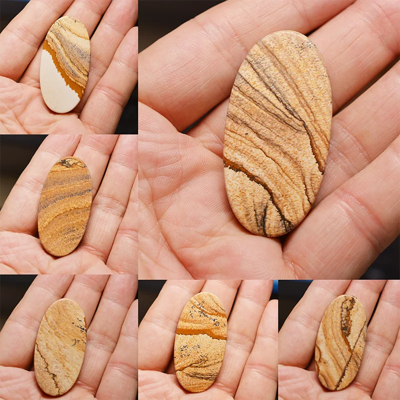 

1pcs 25mmx50mm natural picture Oval Natural stone beads pendant jewelry Making bracelet earrings necklace DIY accessories