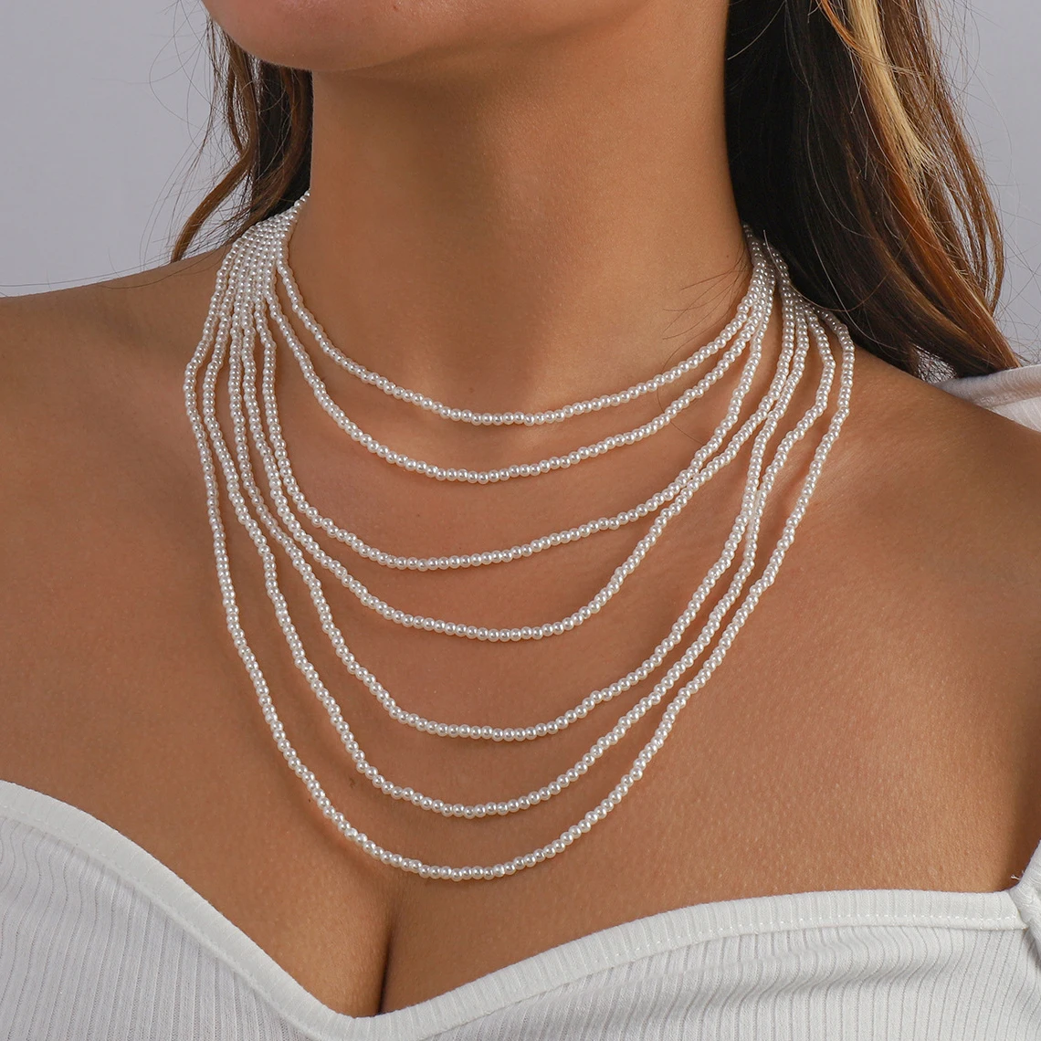 

Fashion Statement Exaggerated Creative Imitation Pearl Chain Necklace for Women Wedding Bridal Charms Jewellery Collier Femme