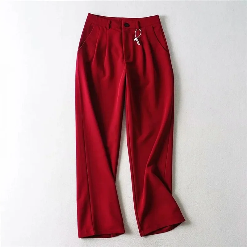 

Casual Simple Tailored Trousers Women Spring Autumn New Loose Comfortable High Waist Wide Leg Pant Office Lady Formal Suit Pants