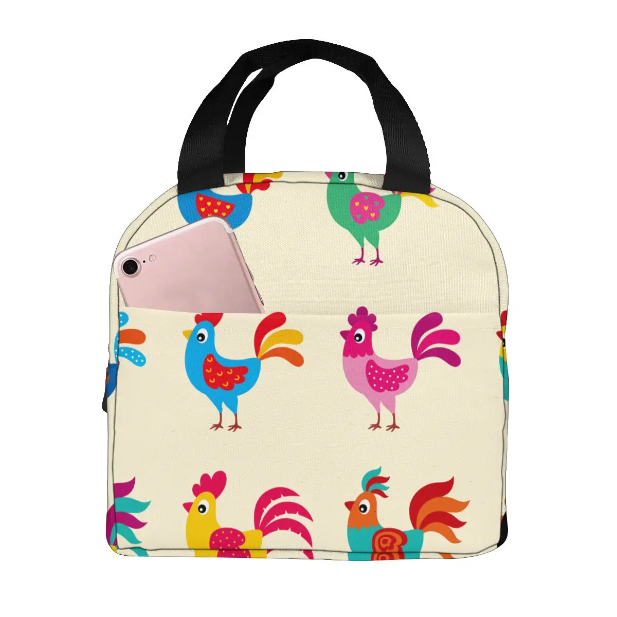 

Lunch Bag Cartoon Rooster Chicken Thermal Insulated Lunch Box Tote Cooler Bag Bento Pouch Lunch Container Food Storage Bag