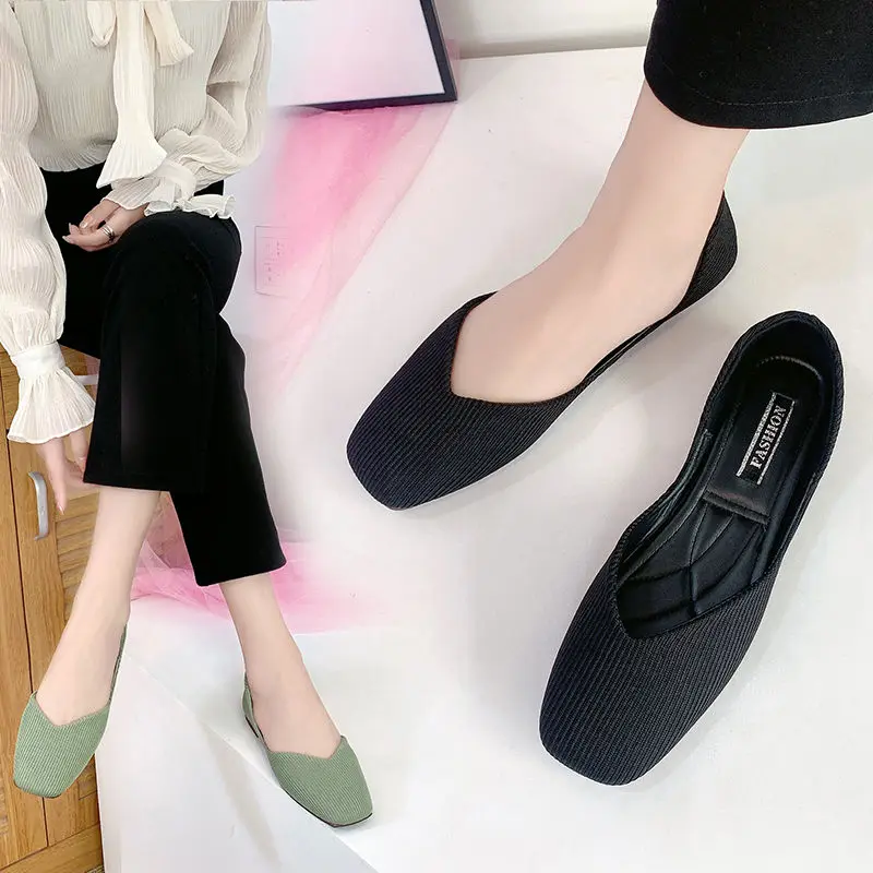 

New Women Casual Flat Shoes Spring Summer Ballet Loafer Slip-on Slips Soft Round Toe Without Heels Ladies Vulcanized Shoes