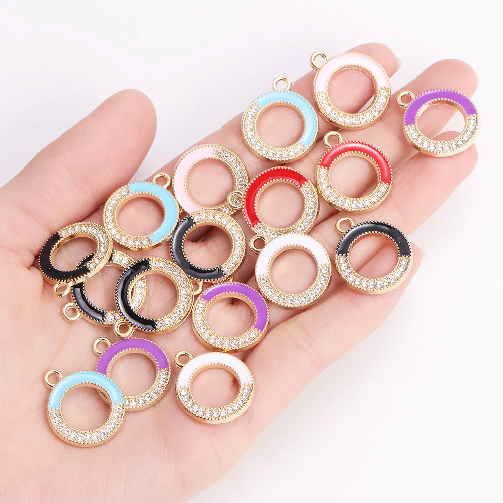 10 шт. круглые подвески с эмалью 21 х17 мм