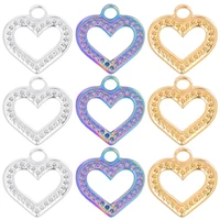 5pc heart pendants can be set rhinestone stainless steel charms diy crafts jewelry making necklace accessories material supplies