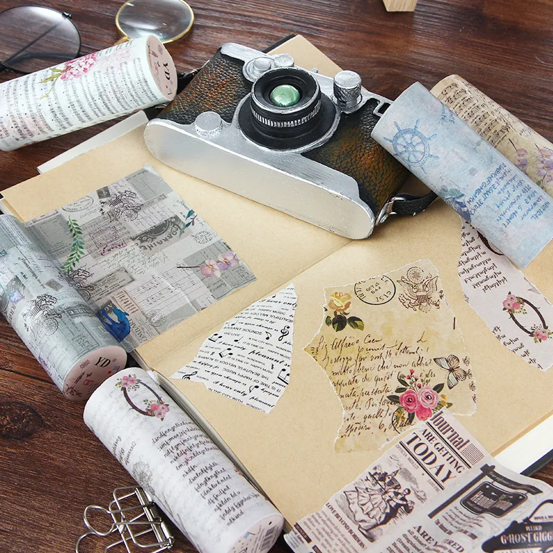 

Masking Washi Adhesive Set Stickers English Scrapbooking Map 10cm*5m Washi Decorative Journal Vintage Poster Postmark Tape Tape