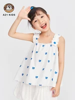 a21 girls casual vest suspenders 2022 summer new cotton chic three dimensional flower print childrens loose sleeveless tops