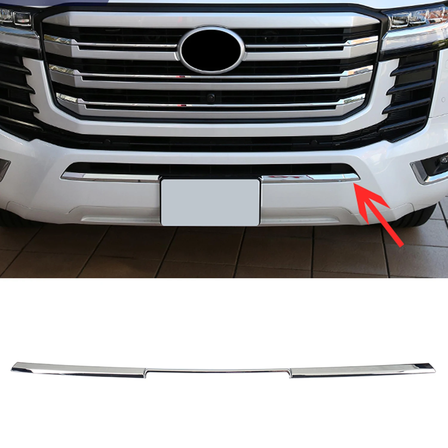 

for Toyota Land Cruiser J300 LC300 2022 2023 Car Accessories Center Grill Grille Bottom Molding Cover Trim ABS Chrome 1pc