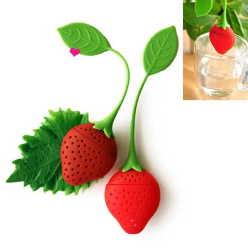 

Silicone Strawberry Tea Bag Strainer Loose Herbal Spice Infuser Filter Diffuser Tea Leaf Infusers Cute Teaware Kitchen Gadgets