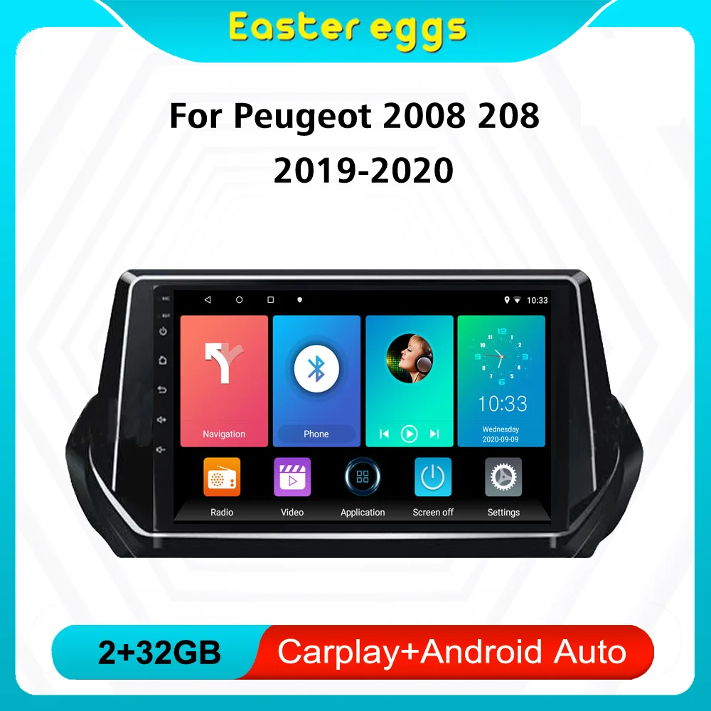 

Автомагнитола Магнитола Мультимедиа автомобиля для Peugeot 2008 208 2019 - 2021 2 Din, мультимедийная система, головное устройство с GPS-навигацией, Android, ...
