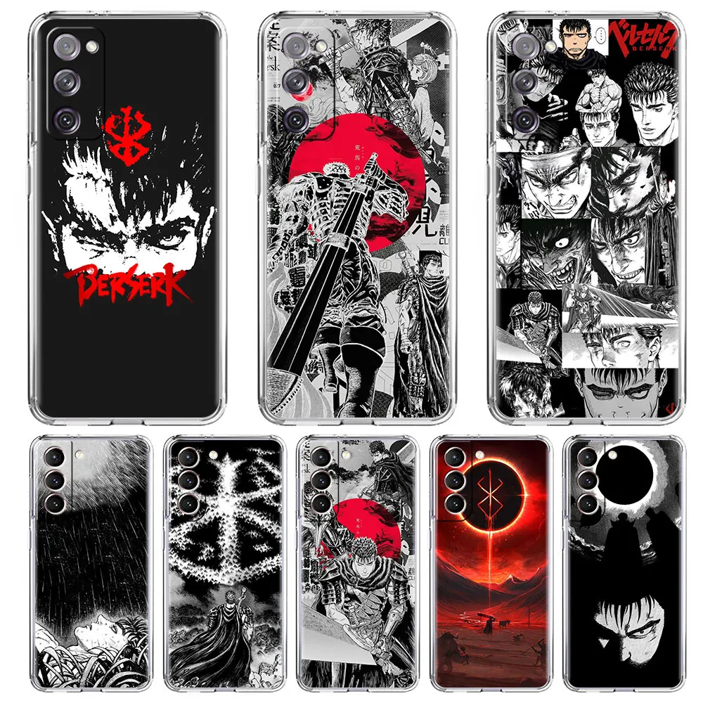 

Case for Samsung Galaxy S20 FE S21 S22 Ultra S10 S9 S8 Plus SmartPhone Funda Soft Note 20 Celular Cover T23 Berserks Guts Anime