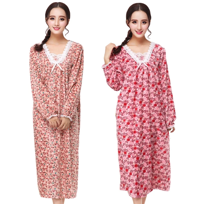 

2022 трендовая женская ночная рубашка с длинным рукавом с буфами, винтажная кружевная ночная рубашка с цветочным принтом и V-образным вырезом,...