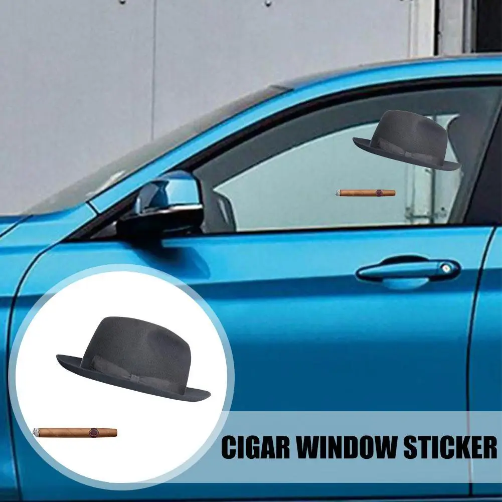 

1 шт. Наклейка на окно сигары, цвет черный, сигара, Федора, оконная шляпа, индивидуальные аксессуары для интерьера автомобиля, наклейки на окна Wit K3J5