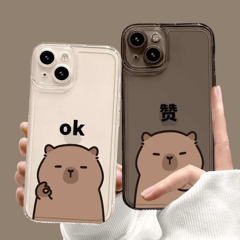 OK ??? Capybara Phone Case For iPhone 16 15 11 12 14 13 Pro Max Mini Safe Cases XSMax XR 7 8 Plus Cute Cartoon Animal Covers