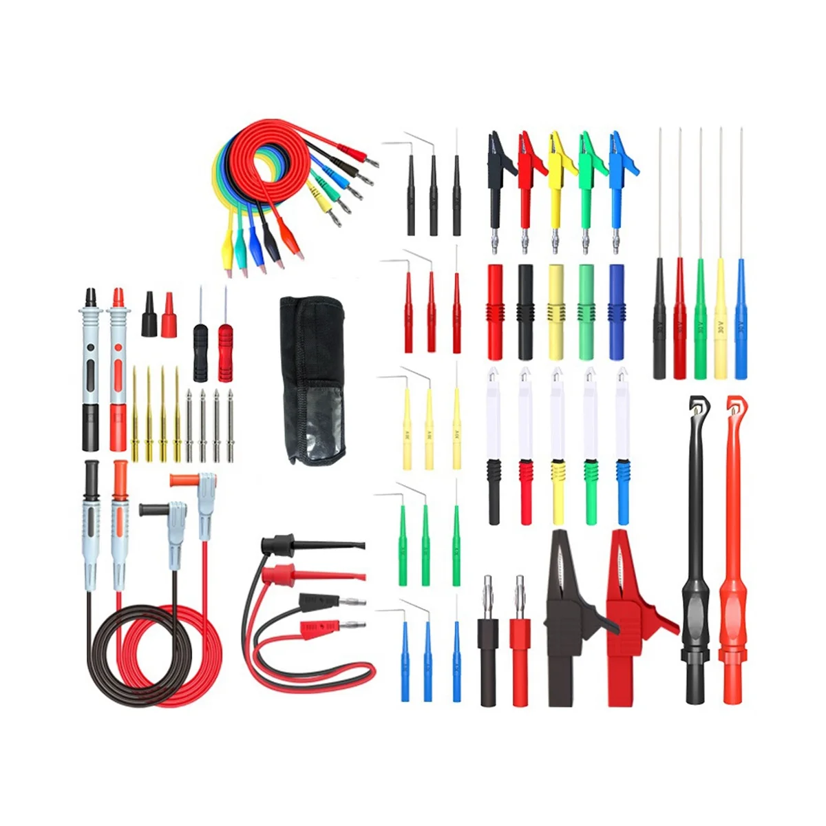 

P1957 64PCS Multimeter Wire Piercing Probes Test Leads Kit with Puncture Needle 4mm Banana Plug AlligatorClip