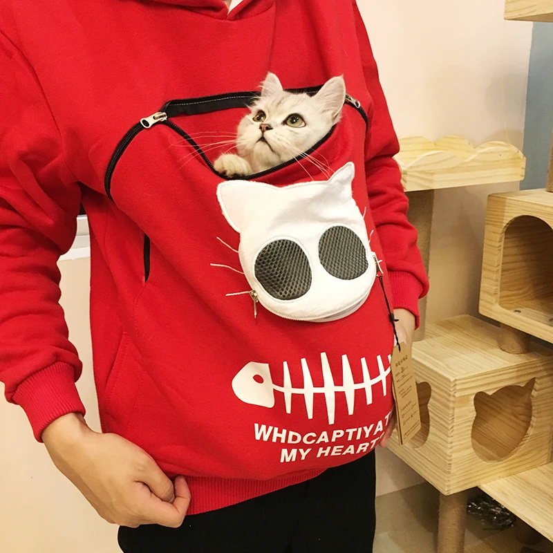 

Cat Dog Hoodies Sweatshirt Animal Pouch Hoody Tops Carry pet Cat Breathable Jumper Pullover zipper Pocket sudadera mujer