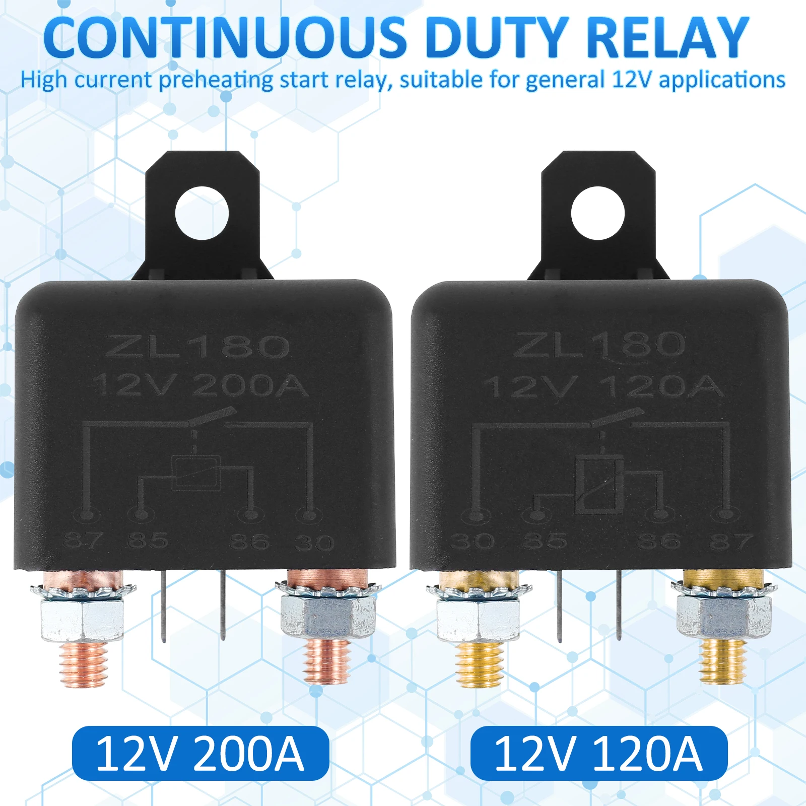 

2Pc Automotive Relays High Current Relay Starting Relay 12V 120A 200A Power Automotive Heavy Current Start Car Relay Truck Motor