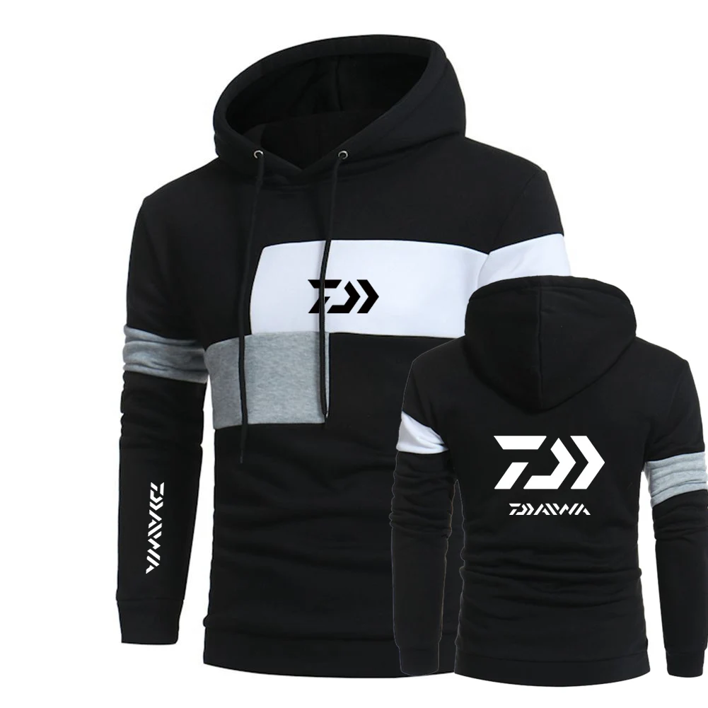 

2022 Daiwa Fishing Mens Spring And Autumn Three-Color Pullover Stitching Sweater Sports Hip-Hop Hoodies