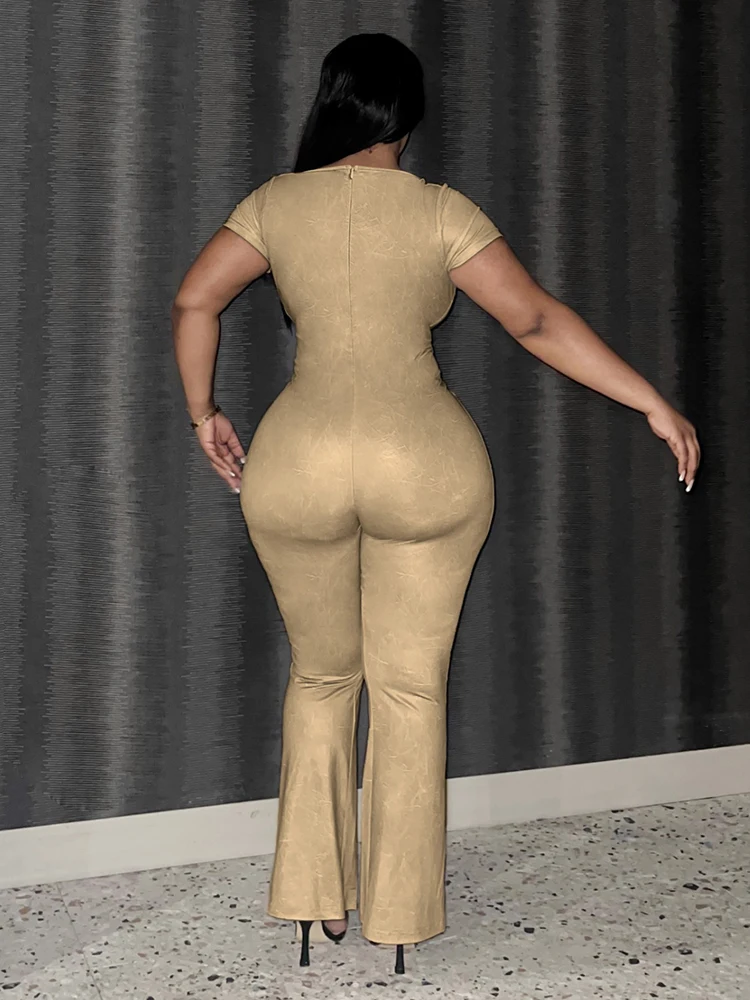 LW Большие размеры Расклешенные комбинезоны для женщин Осенний повседневный