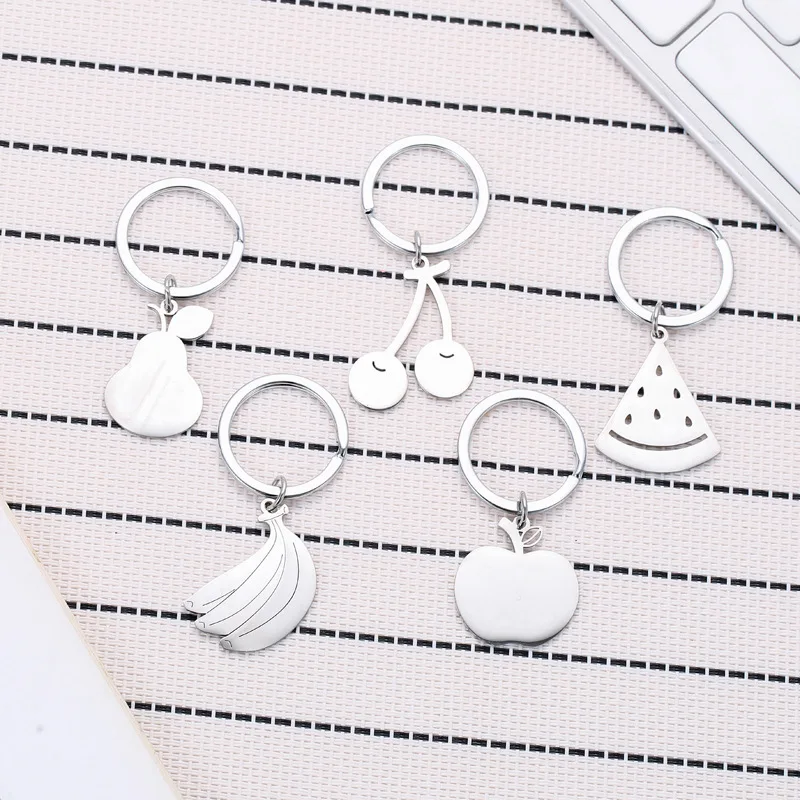 Новый милый и простой брелок с фруктами из нержавеющей стали студенческая сумка