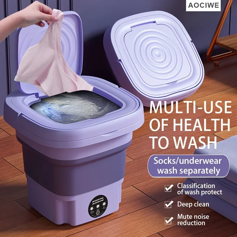 

1pc Portable 2.11gal Washing Machine For Camping, RV, Travel, And Home Use - Perfect For Washing Underwear, Bras, Socks