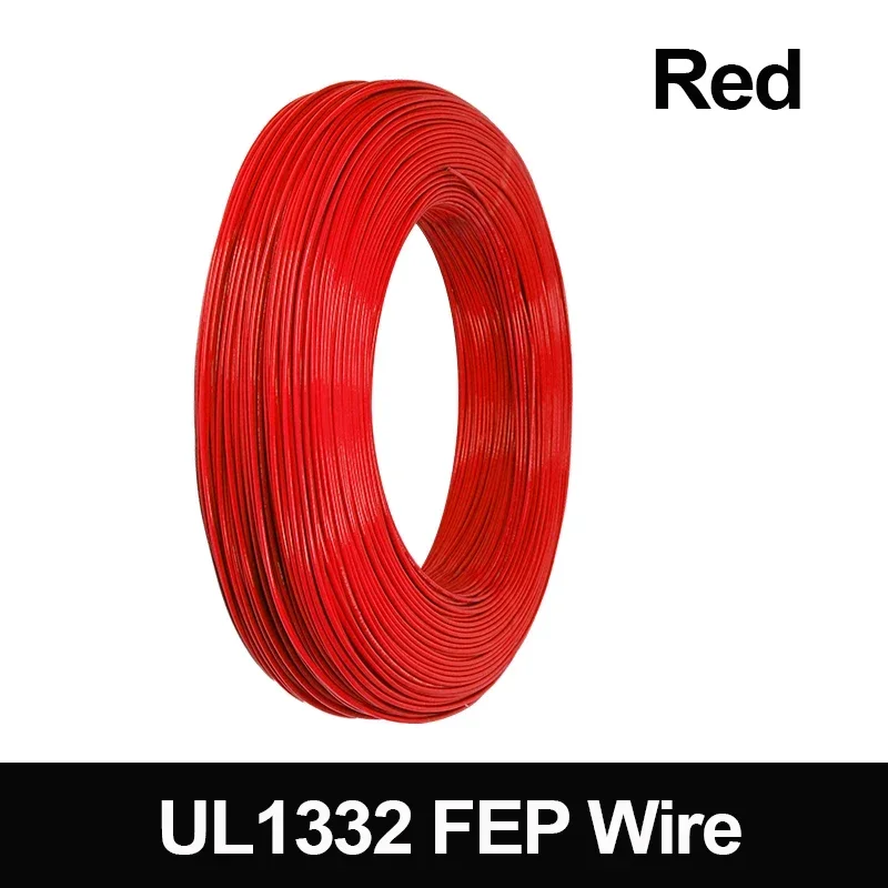 

1m High Temperature UL1332 PTFE Wire AWG 30 28 26 24 22 20 18 16 14 13 12 11 10 FEP Insulated Tinned Copper Cable for 3D Printer