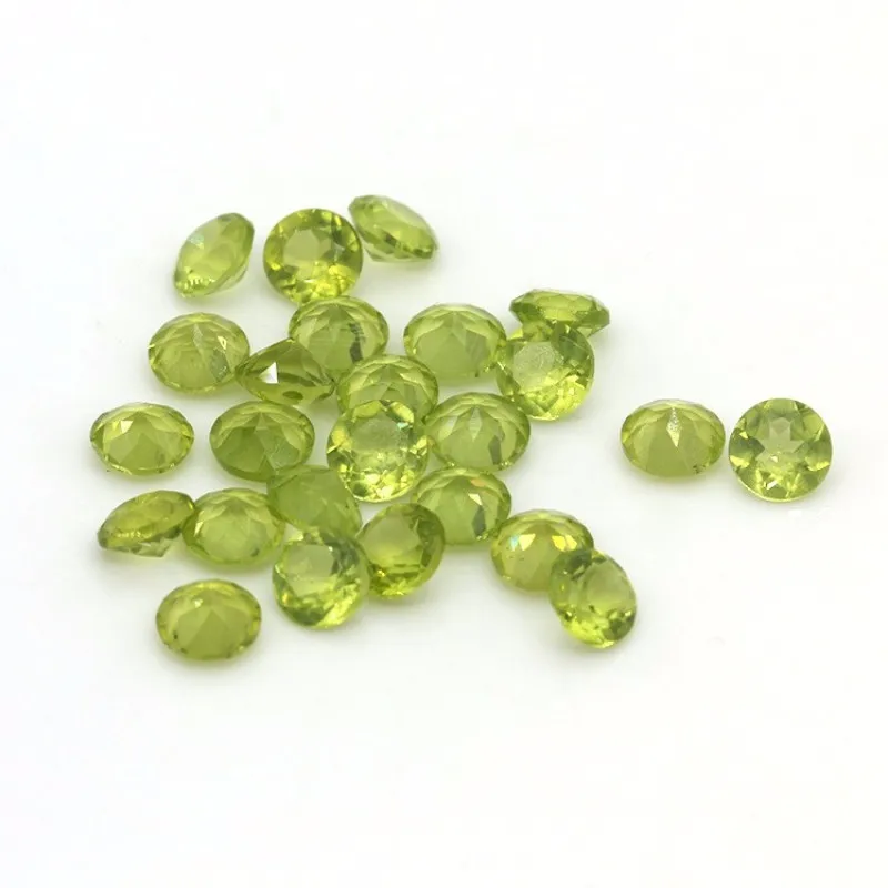 

Manufacturers Wholesale Quality Natural Small Particle Peridot Round Brilliant Cut 2.4mm Loose Gemstone to Accept Custom Size