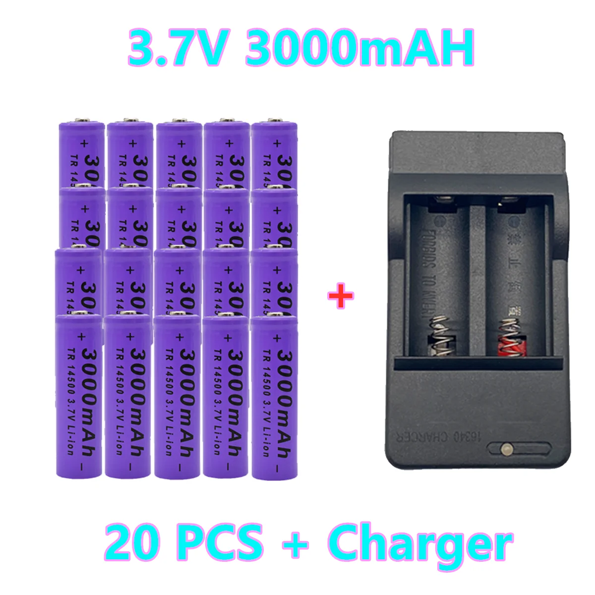 

2-20Pcs 14500 3000mAh 3.7V Li-ion Rechargeable Batteries Battery Lithium Cell for Led Flashlight Headlamps Torch Mouse+Charger