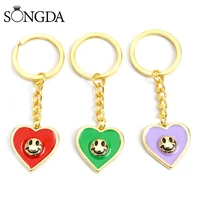 new keychain heart smile enamel oil drip colour pendants keyring key chains for couple friend cute gift diy jewelry accessories