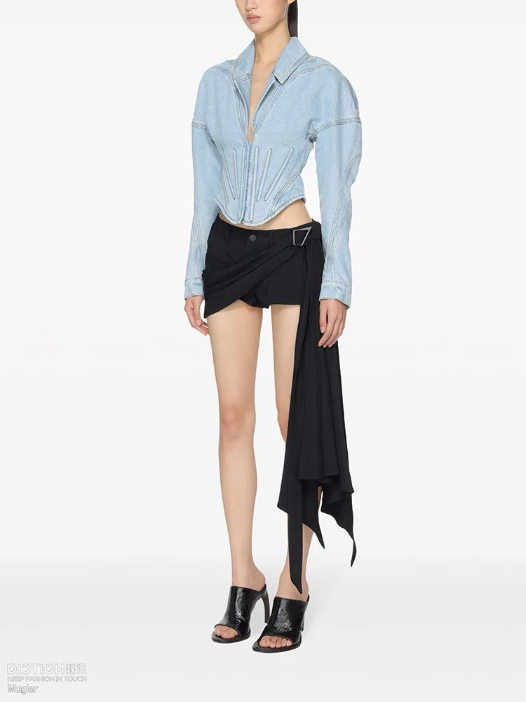 Женский топ y2k весенне-летняя стеганая Лоскутная джинсовая куртка в елочку с