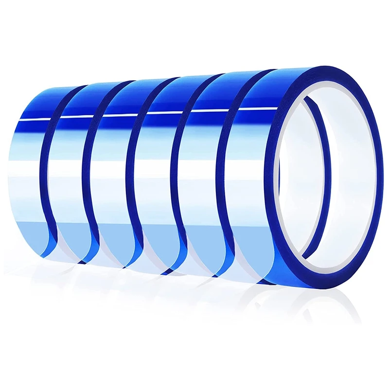 

6 Rolls 20Mm X33M Blue Heat Tape High Temperature Heat Resistant Tape Heat Transfer Tape For Heat Sublimation Press