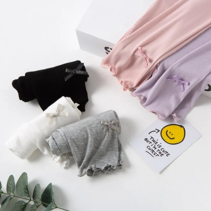 Леггинсы детские однотонные с бантом на Возраст 3-13 лет