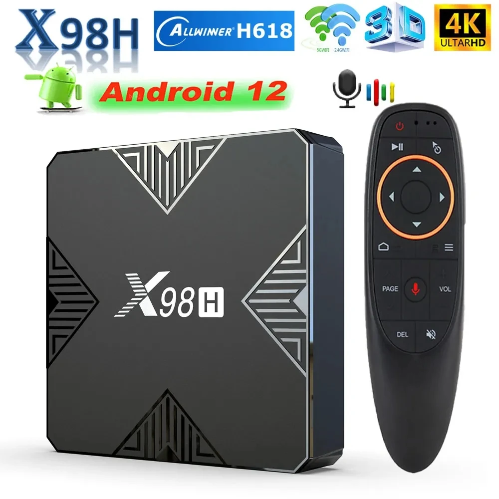 

ТВ-приставка X98H на Android 12 с поддержкой Wi-Fi 2,4/5,8 ГГц, 4/32 ГБ