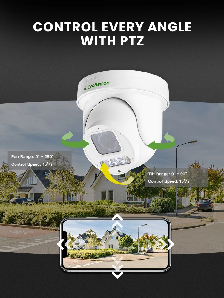 Фото C-R 5MP 8MP 4K POE PTZ CCTV-камера видеонаблюдения с 5-кратным зумом, обнаружением человека, аудио, для наружного использования, HiEasy G.Craftsman №5