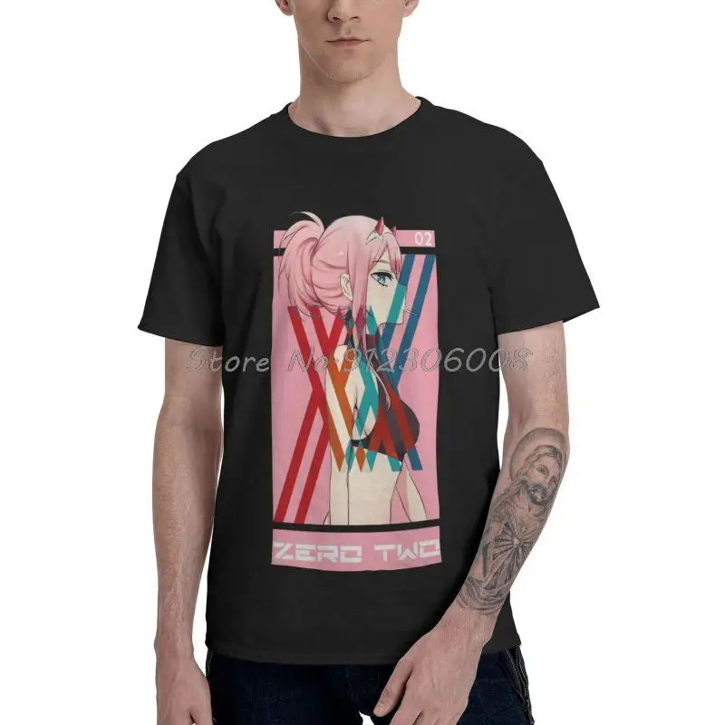 

Darling In The Franxx Anime Manga Tshirt Men Tee Tops Cotton T Shirt Short Sleeve Zero Two T-shirt Gift Streetwear Harajuku