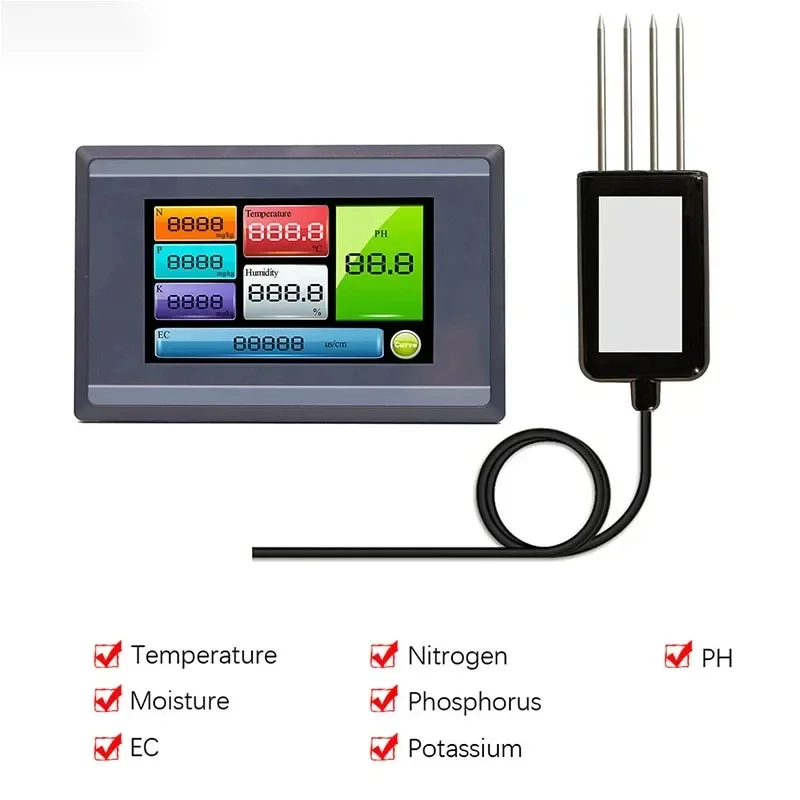 Детектор экрана для измерения и записи влажности почвы EC PH NPK Sensor