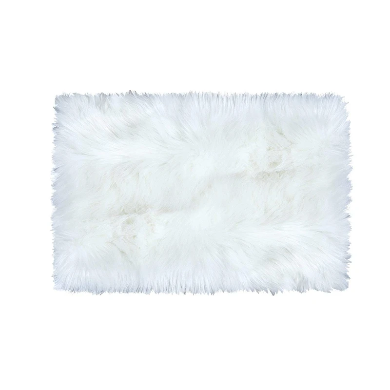 

Super Soft Faux Fur Sheepskin Area Rug Shaggy Silky Plush Carpet White Faux Fur Rug For Bedroom Bedside Rugs Floor, 2Ft X 3Ft Wh