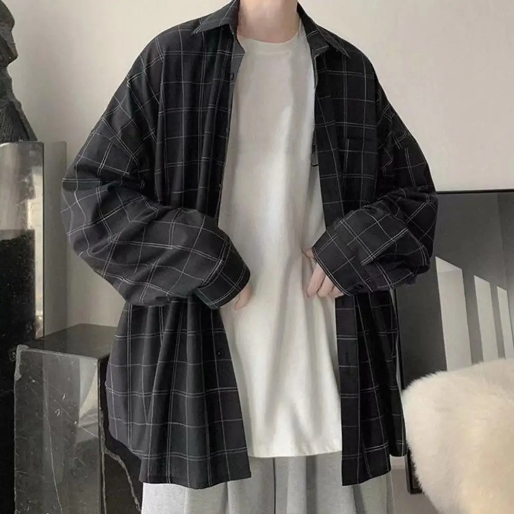 

Autumn Shirt Lapel Outerwear Thermal Casual Preppy Men Tops Men Shirt for Dating