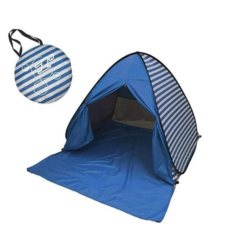 

Самонастраивающаяся Пляжная палатка в полоску, устойчивая к ультрафиолетовому излучению, портативный тент, быстрое затенение для 2-3 человек