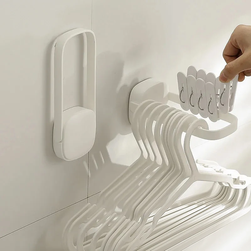 

Adjustable Punch-free Hanger Storage Rack Clothes Storage Box Plastic Hanger Storage Box Clothe Storage Rack Bathroom Accessorie