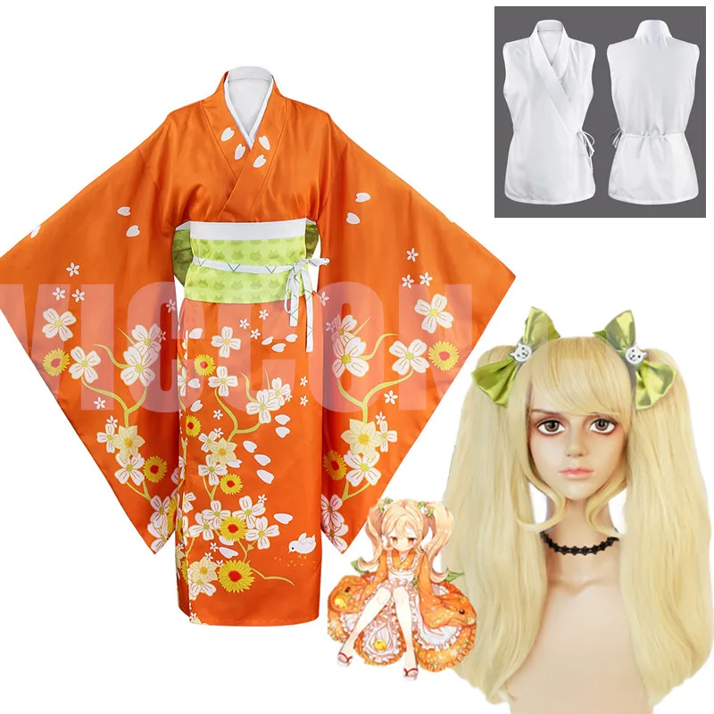 

Anime Super Danganronpa 2 Hiyoko Saionji Kimono Cosplay wig shoes plus size Costumes Adult Women Dress Zentai Halloween Clothing
