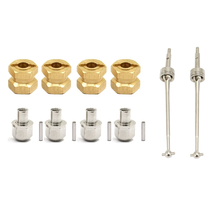 

2 Set RC Car Part: 1 Set CVD Drive Shaft & 1 Set Brass 12Mm Wheel Hex Extended Adapter Extension Combiner Coupler