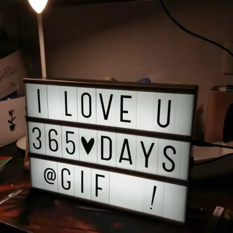 Cinema Light Box Home Decor Light Box With 96 Letters And Characters Battery Or USB Powered A4 Light Box For Home Party Wedding