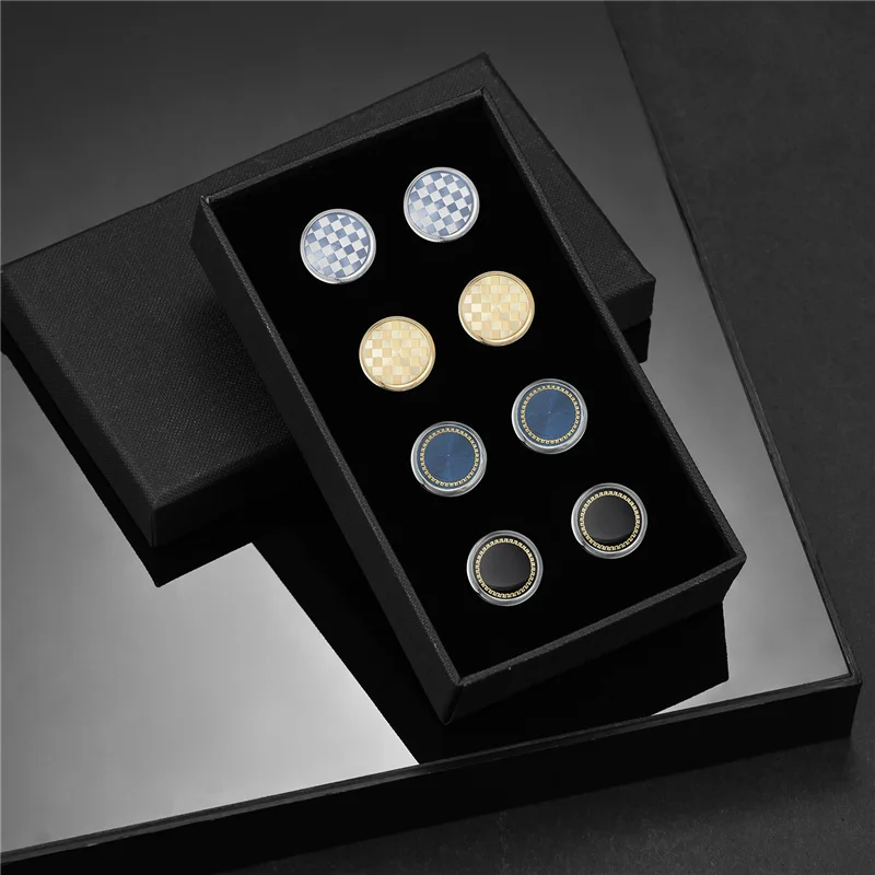 

4 Pairs Set Man Shirt Cufflink With Box Tie Clips Cufflinks For Mens Wedding Guests Gifts For Husband Luxury Jewelry Business