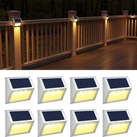 246pcs stainless steel led solar lights outdoor waterproof garden pathway stairs lamp lights 3 led solar wall lamp step lights