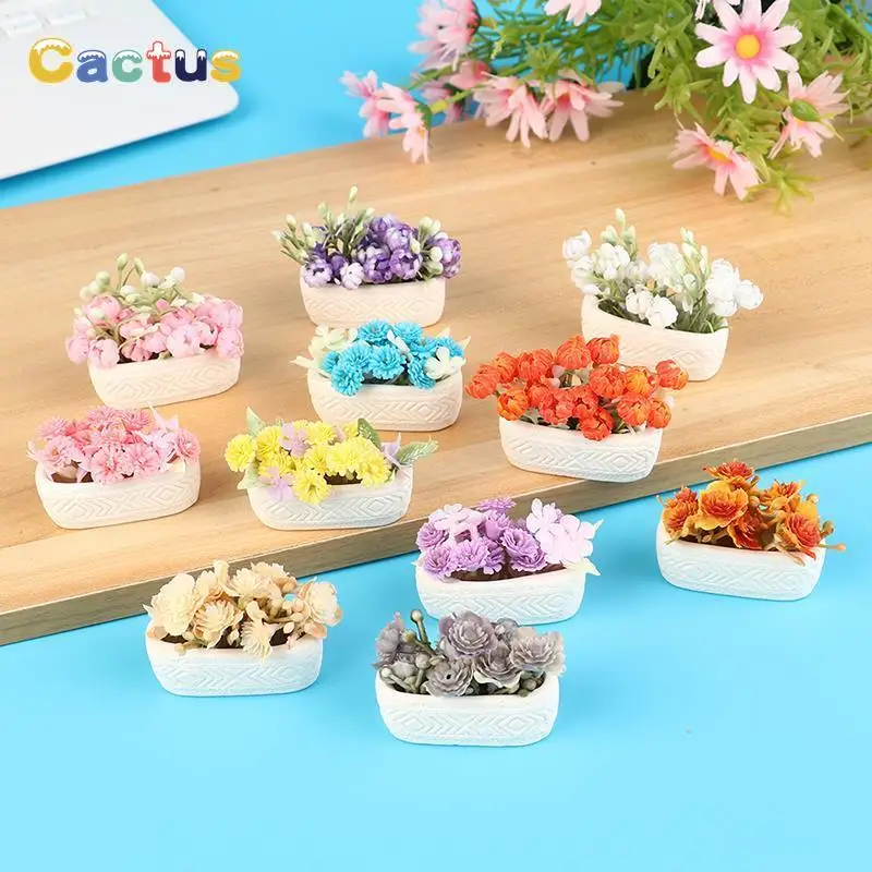 

1:12 Кукольный домик в горшке, цветочные растения, модель кукольного домика, искусственный цветок, аксессуары для кукольного дома