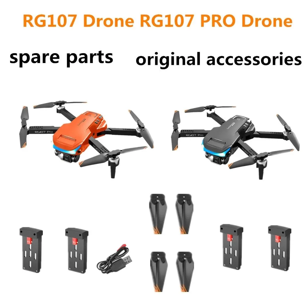 Rg107 mini zangão bateria 3.7v 1800mah/hélice lâmina/rg107 pro dron peças de reposição acessórios originais