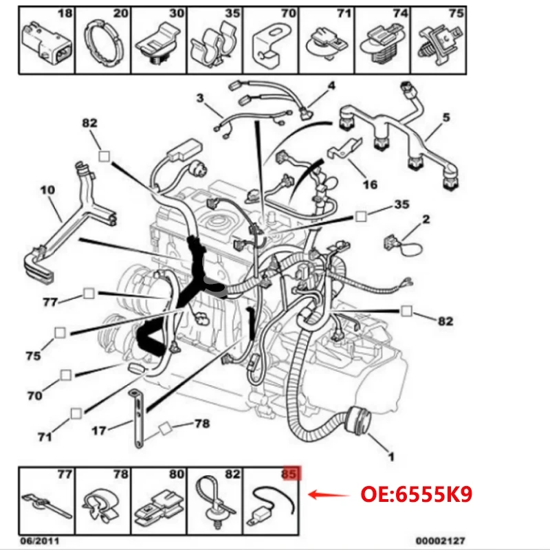 Фото 6555K9 для Peugeot 206 Citroen ZX Elysee Fukang PicassoN68 конденсатор с защитой от помех, сопротивление конденсатора катушки зажигания №4