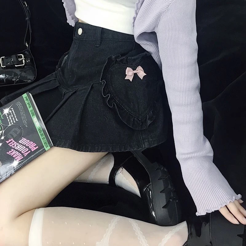 

Юбка женская джинсовая плиссированная с завышенной талией, на молнии