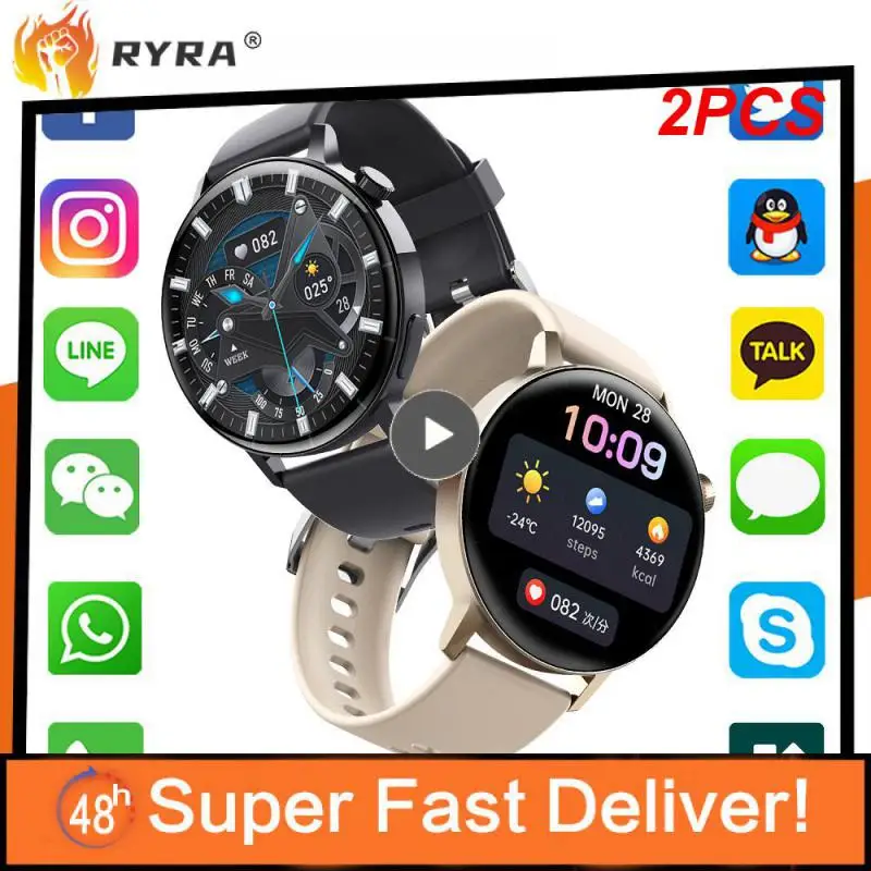 

2PCS Call Men Women Sport Smart Watch Heart Rate Blood Oxygen Pressure Glucose Sugar Monitor Smartwatch Dropshipping